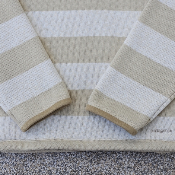 Patagonia Better Sweater 3/4 Zip Beige Cream Striped Fleece Jacket Womens Large - Picture 13 of 16